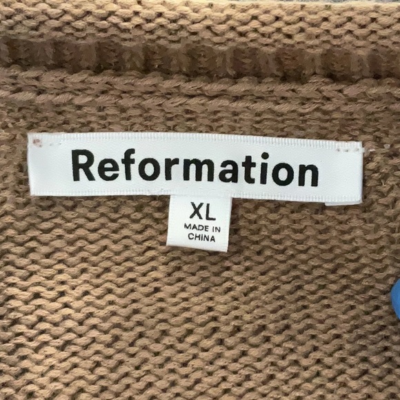 Reformation Elke Tank Top Organic Cotton Cropped Knit Tan Tank Top Size XL - Picture 7 of 9